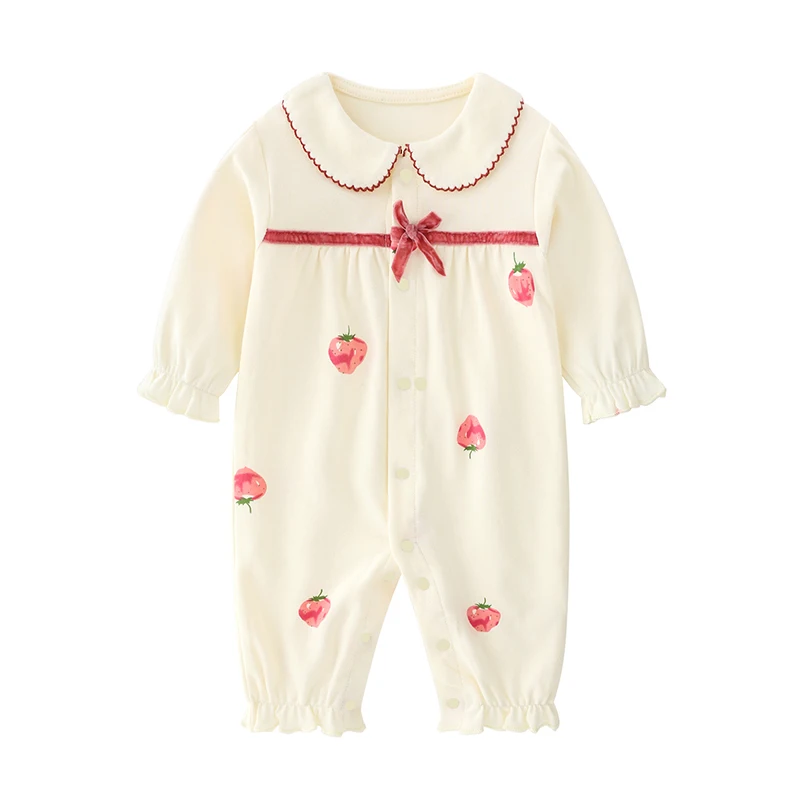 

One-piece clothes for baby girls, pure cotton, harem clothes, newborn pajamas, thin air-conditioned clothes, autumn clothes