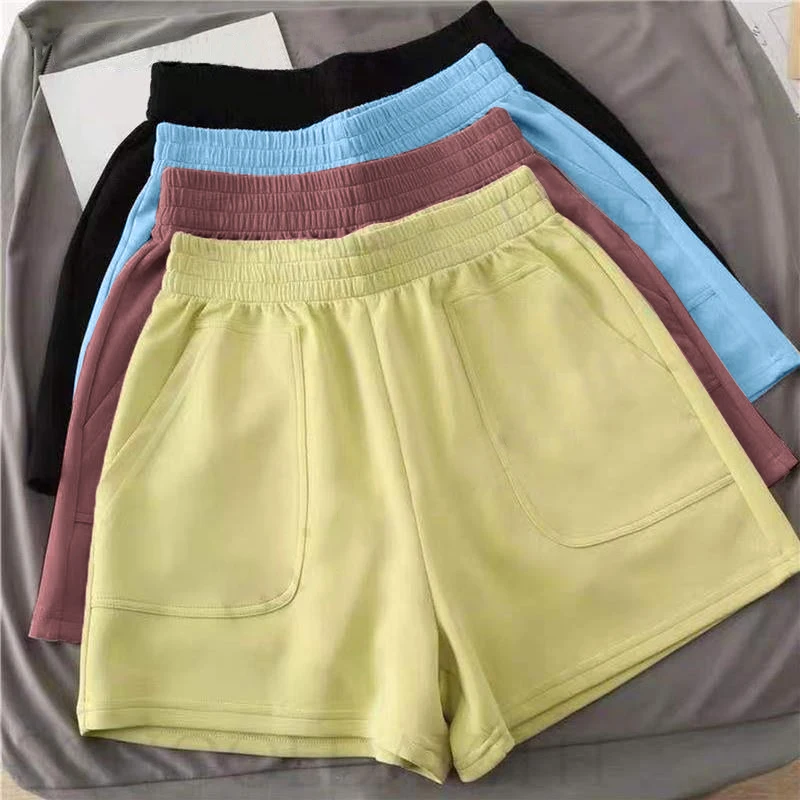 

Candy Color Fashion Large Pocket High-Waisted Elasticated Waistband Casual Sports Shorts