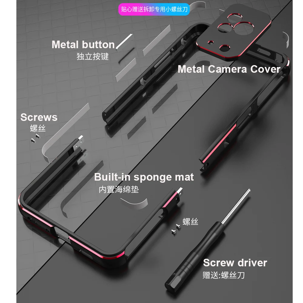 Xiaomi-オリジナルの携帯電話ブラックサメ5プロケース,金属製バンパー,カメラ保護