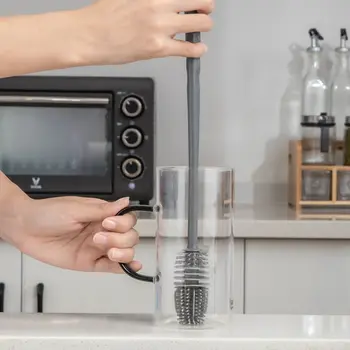 Spazzola per pulizia bottiglia in silicone con manico lungo ...
