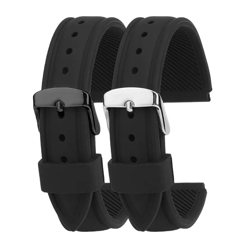 Black silicone strap for Casiok watch AE1200/1300 A159 A158 W-218 SGW-300H LA-680 series soft silicone watchband bracelet 18mm