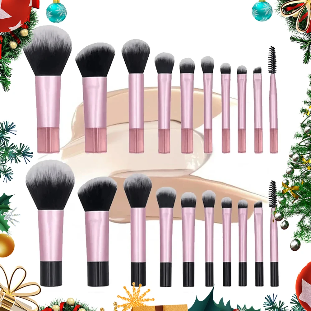 10Pcs Mini Travel Soft Makeup Brushes Set Portable Eye Shadow Brush Foundation Powder Eyelash Concealer Blush Make Up Brush Set