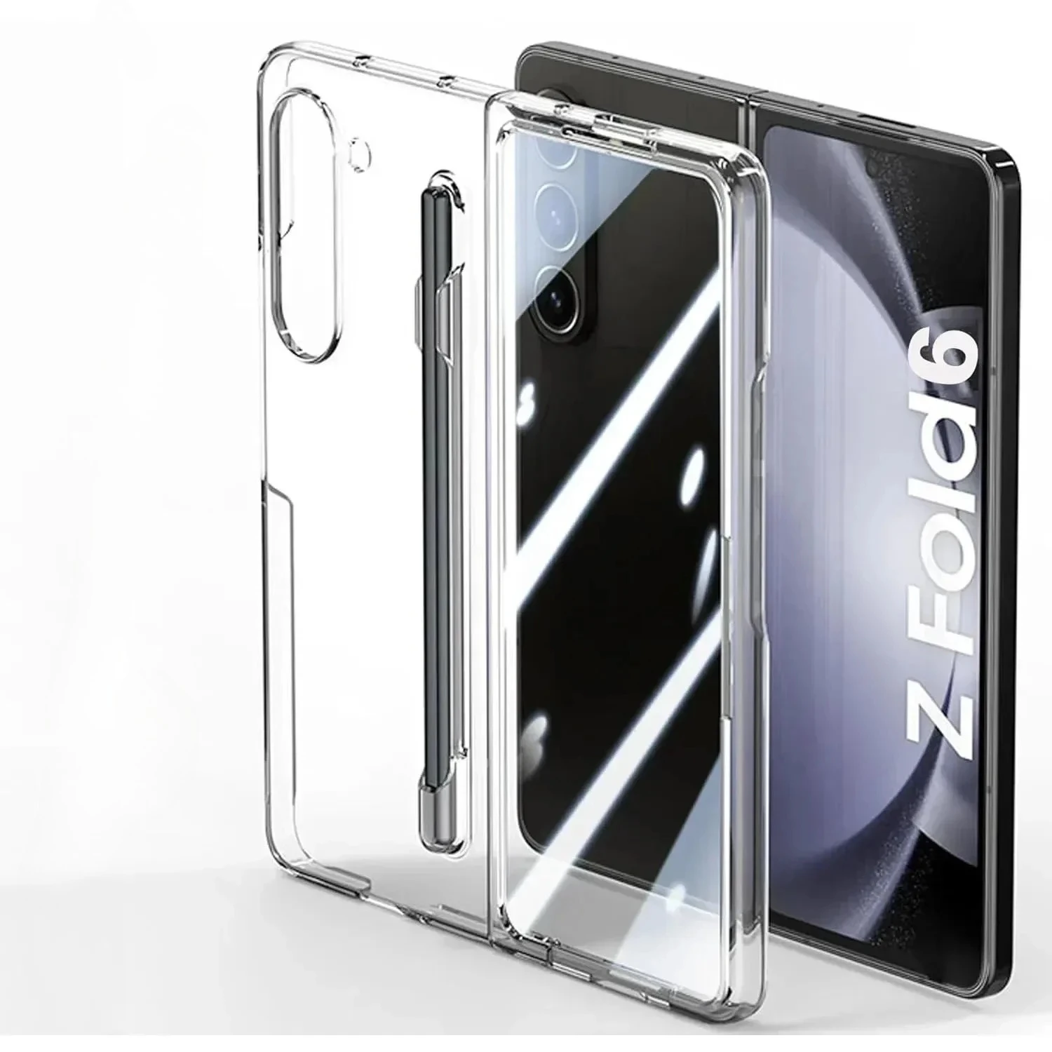 Funda Delgada de Color Sólido Mate para Samsung Galaxy Z Fold 7 6 5 con S Pen y Soporte para S Pen, Protector de Pantalla