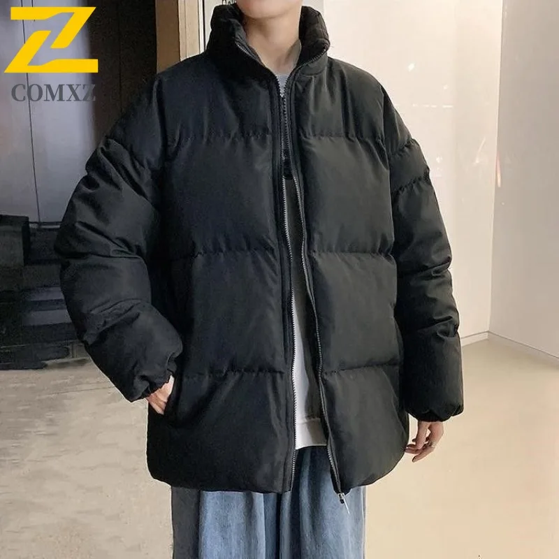 

COMXZ Мужское парковое пальто Корейская мода Короткие новые стильные лыжные путешествия Теплая свободная городская куртка-пуховик Универсальные зимние куртки