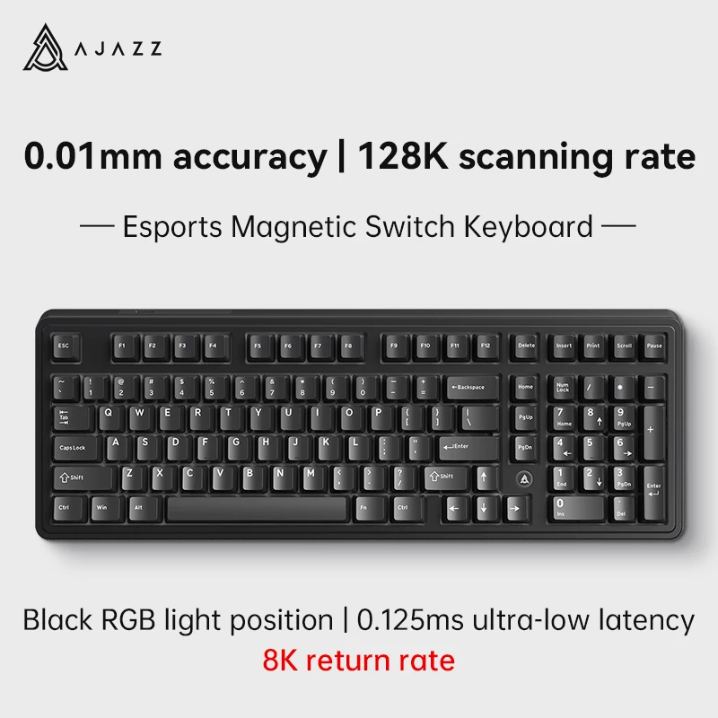 AJAZZ AK980 MAX Bedraad magnetisch mechanisch toetsenbord, 98-toetsenindeling, Gasket-structuur met stofbescherming, RGB-achtergrondverlichting, Hot-swap met volledige toetsen, Afneembare USB-kabel en