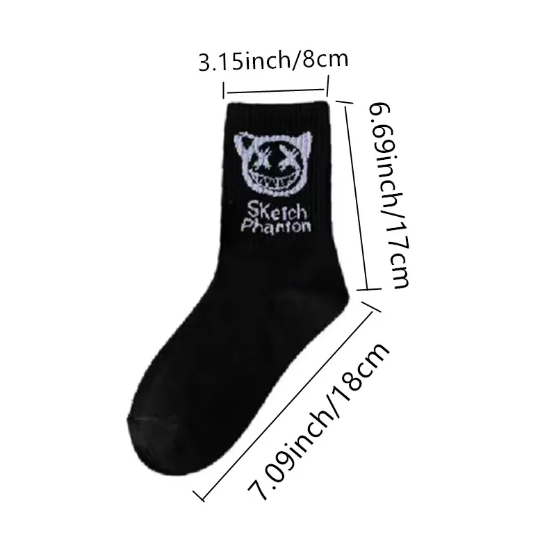 5/10 pairs of funny couple socks graffiti little devil personality socks couple casual versatile mid tube socks