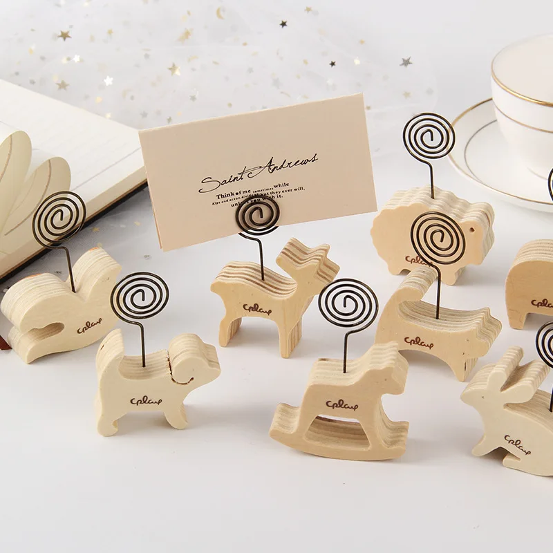 

1pc Creative Wood Cartoon Animal Wood Horse Desk Note Folder Message Photo Paper Card Clip Stander Holder Home Decorations