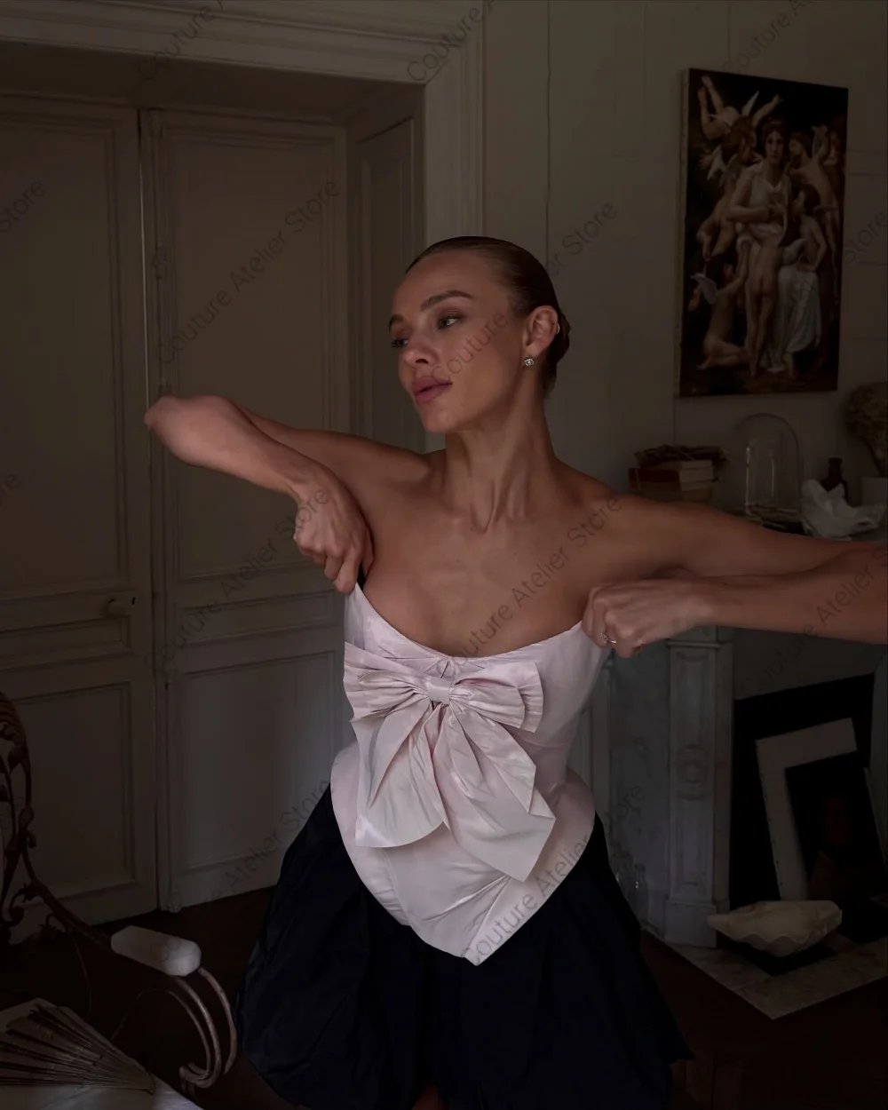 فستان حورية البحر الأنيق اللطيف للحفلات الراقصة الصغيرة في دبي فستان حفلات بياقة مربعة مخصص #2