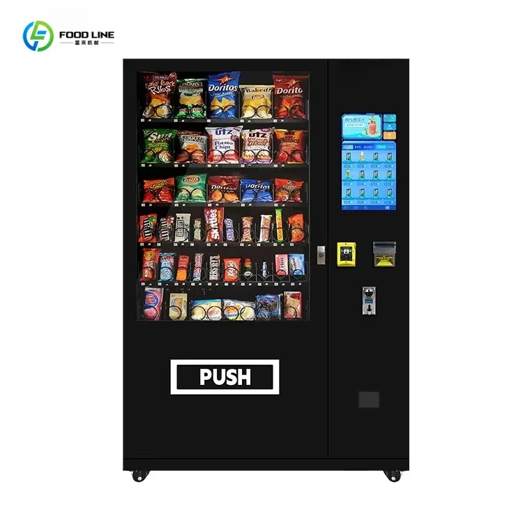 

Refrigerated Wall Mounted snack Vending Machine Combo Hot Sellers for Foods and Drinks 21.5 Inch Digital Touch Screen
