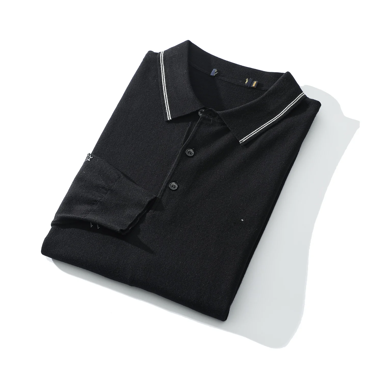 

Удобный вязаный свитер с длинным рукавом для мужчин, с отложным воротником, мягкий, из смесового полиэстера, для повседневной носки и делового стиля.