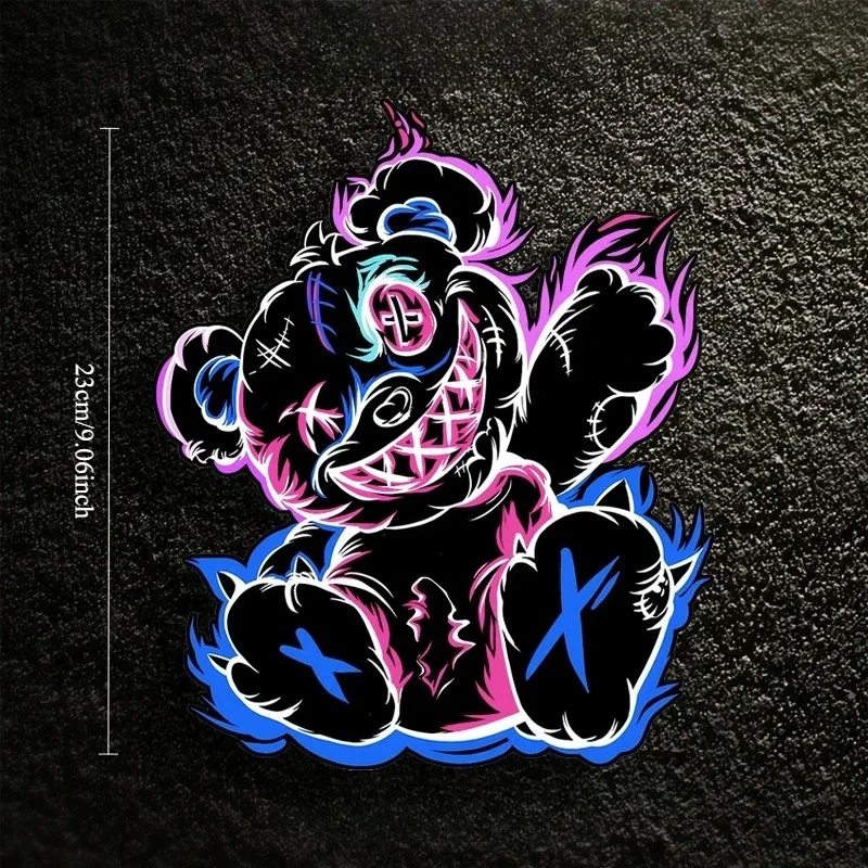 Horror Anime Evil Devil Bear Car Decal Cartoon Vinyl Sticker Trendy Decor for Car Body Bumper Window Motorcycle Scooter