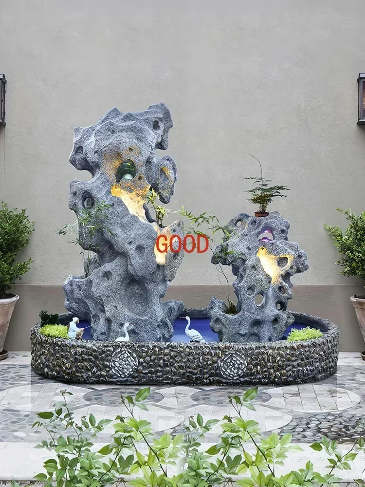 Chinese Courtyard Rockery Flowing Water Ornaments Fish Pond Balcony Garden Landscaping Decoration Outdoor Layout Landscape