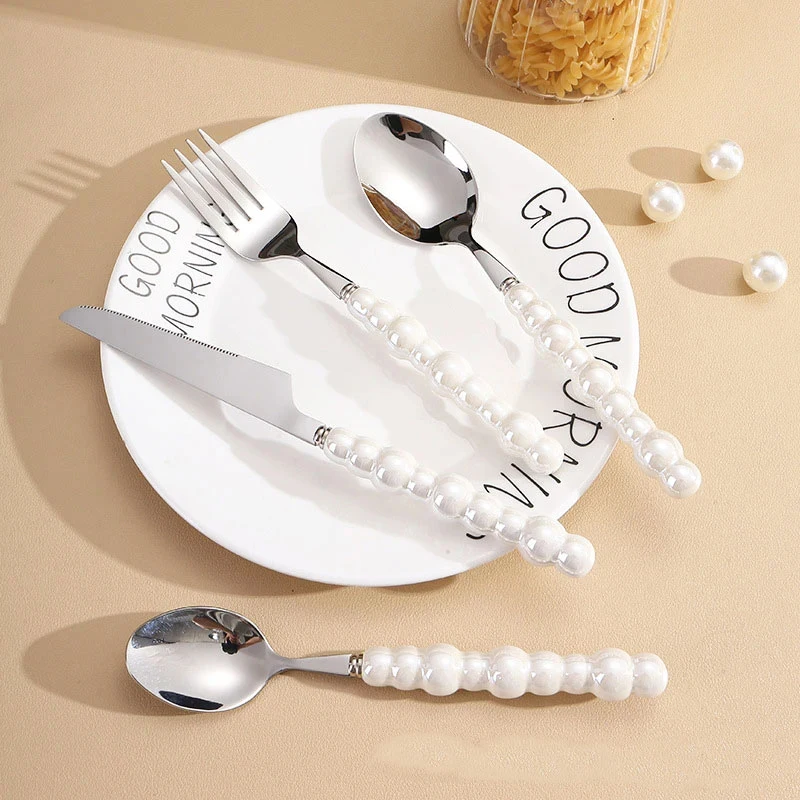 16PCS Pearl Tableware Set Ins Style Creative Gift for Home Tableware Wedding Tableware Table Decoration Supplies Wedding Faviour