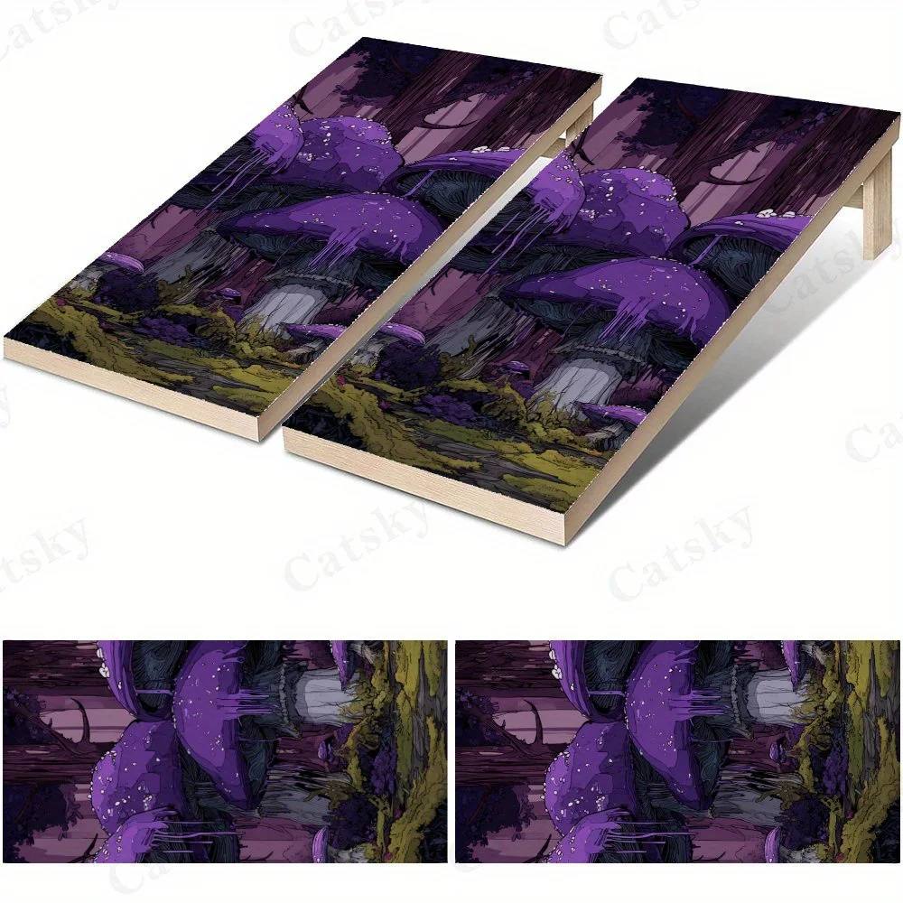 Purple Mushrooms in Fantasy Forest 2D Flat Vinyl Sandboard Stickers - Bubble-Free, Easy Application, Waterproof, One-Step Renova