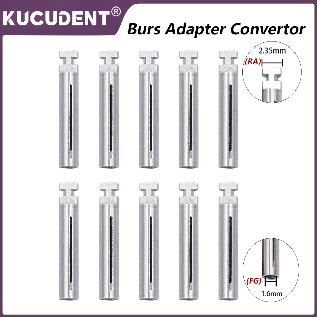 5/10Pcs Dental FG-RA Burs Adaptor Convertor Stainless Steel High Speed Burs FG for Low Speed Contra Angle from 1.6mm to 2.35mm