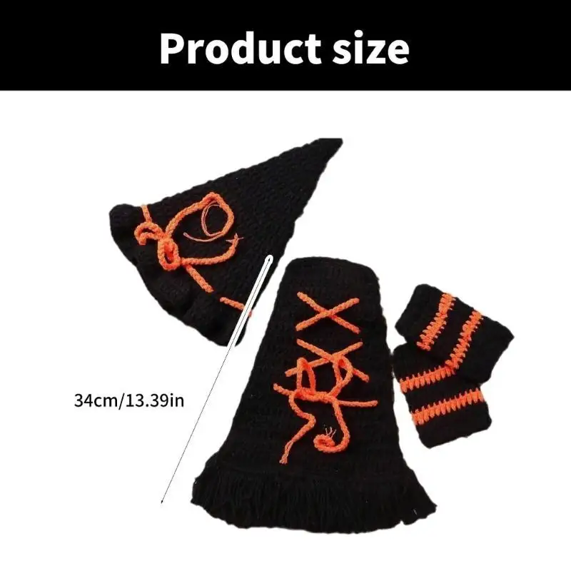 U13F زي الساحرة لحديثي الولادة للاحتفال بالهالوين حياكة الطفل صور الدعائم الزي لجمع الأسرة بدلة التصوير