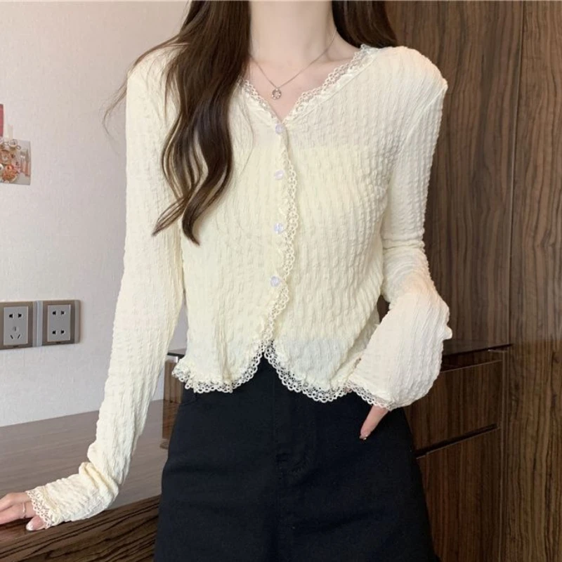 Cardigans Women Sweet Lace Summer Sun-proof Design Simple Ulzzang Tender Female Sexy All-match Aesthetic Slim Comfort Graceful