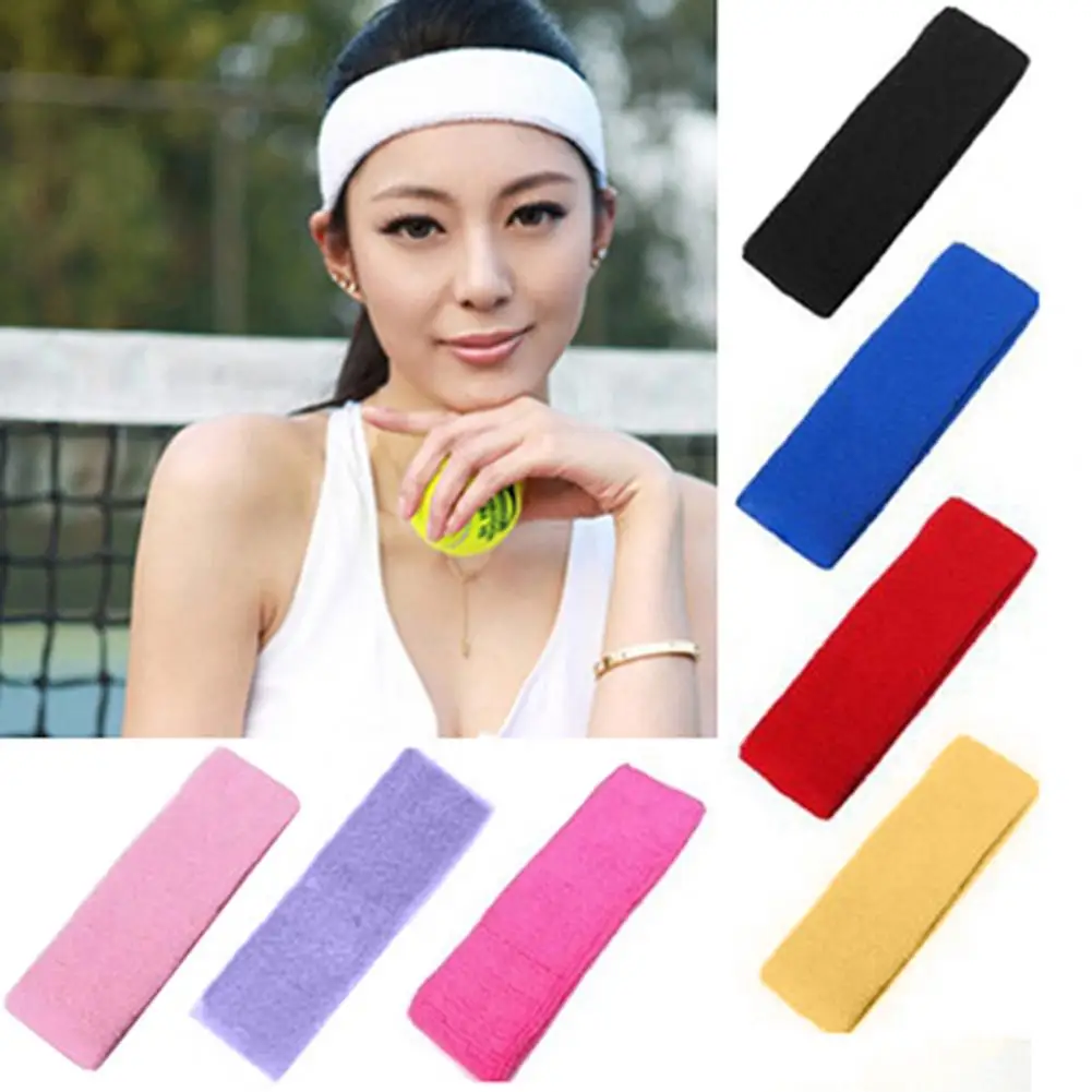 1pc Sweatband Tennis Sport Headband Volleyball Gym Elastic Head Belt Sport Head Band Yoga Exercise Hair Bands Workout Hair Wrap