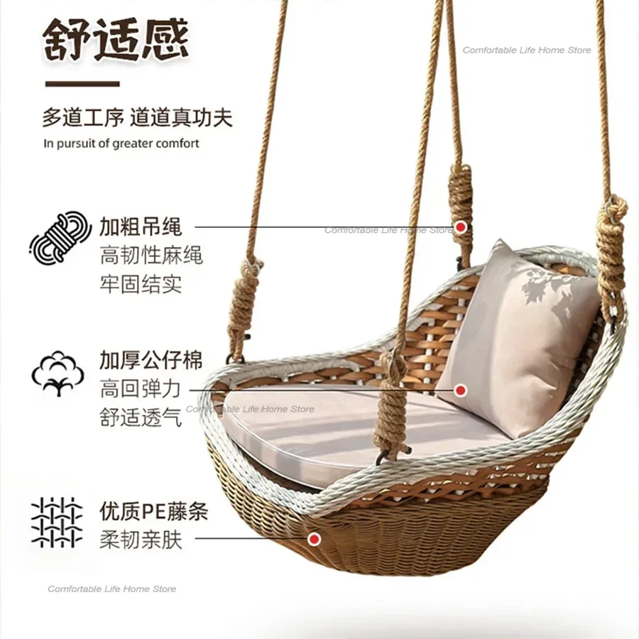 Hanging Rocking Chair Patio Swings Hammocks Modern Wood Suspended Patio Swings Rattan For Room Outdoor Furniture Trapezio LLPS