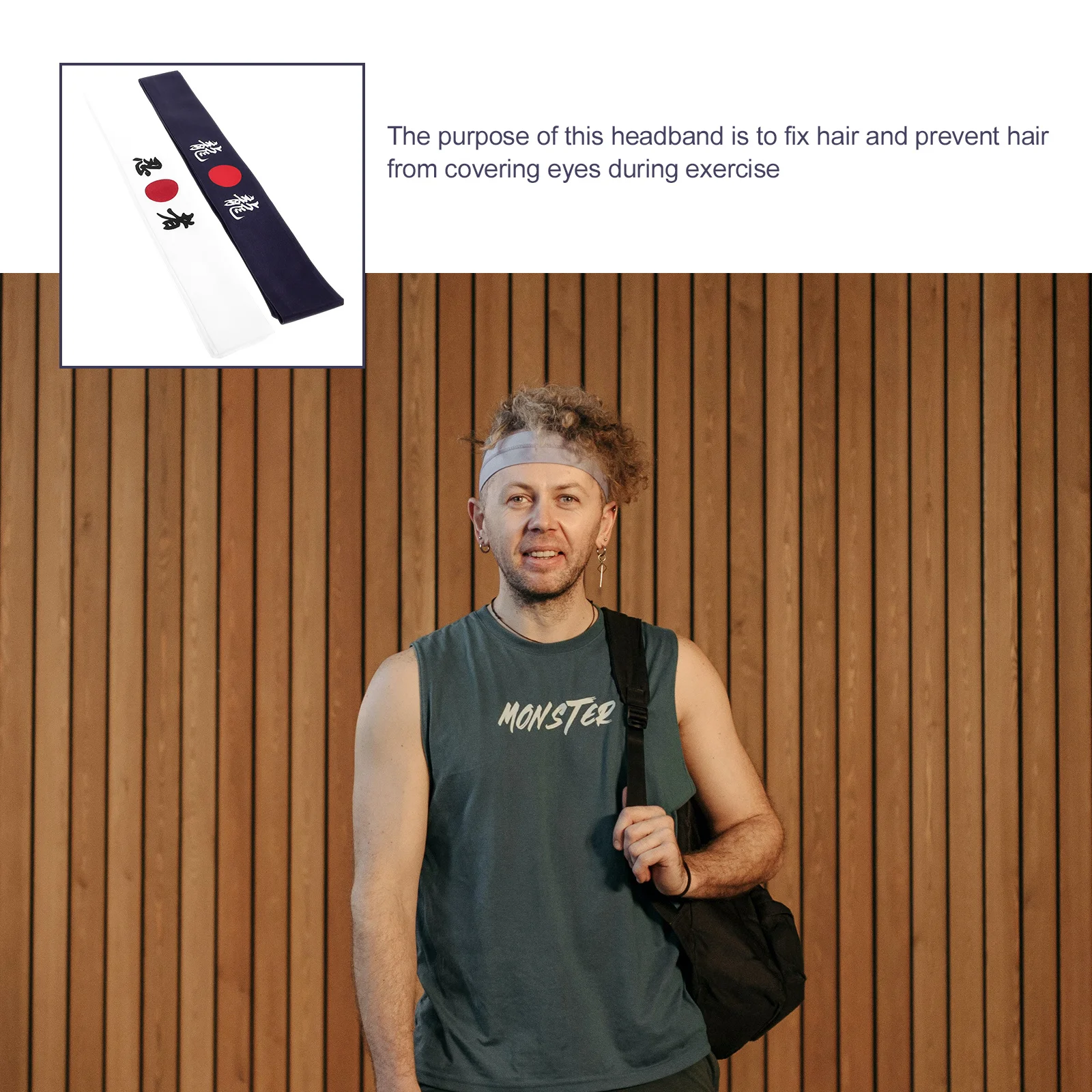 

2Pcs Karate Headband Japanese Sweat Absorbing Elastic Sports Headband Samurai Workout Running Fitness Cooking Accessory