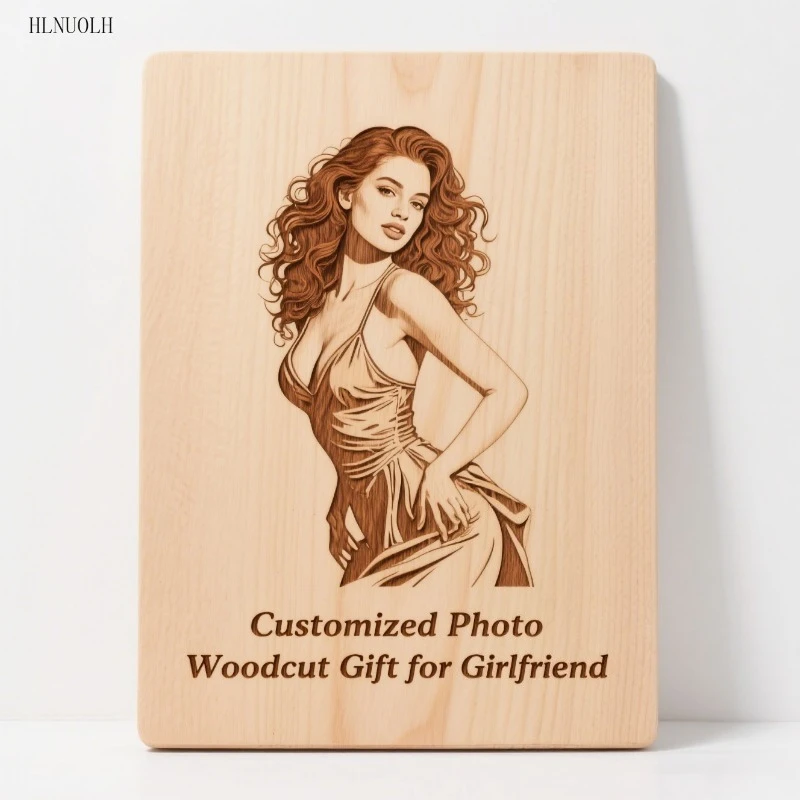 

Personalized Wood Photo Frame Custom Photo Printed on Wood Slice Art Engrave Home Decor Custom text Mothers Day Anniversary Gift