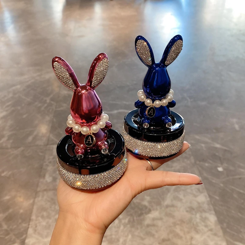 Car Diffuser Center Console Ornaments Perfume Aromatherapy Diamond Cute Rabbits Car Fragrance Interior Decoration Supplies