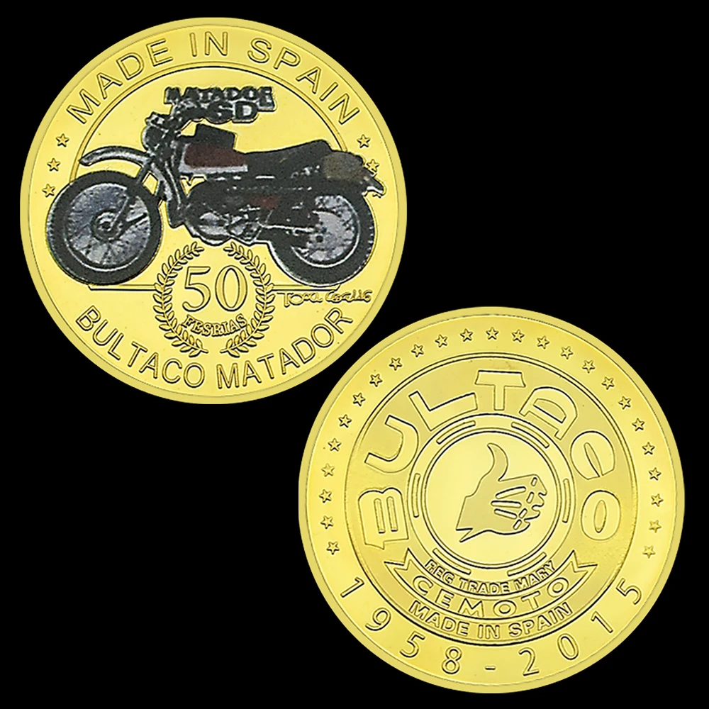 Bultaco Matador 50th Anniversary Commemorative Coin, Spain Vintage Motorcycle Gold Collectible Medallion Gift