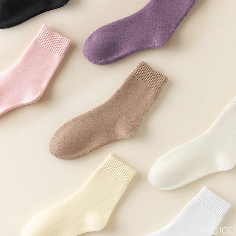 7 أزواج من الجوارب الصوفية السميكة الملونة لخريف وشتاء، جوارب نعل أوسط عصرية دافئة ومقاومة للبرد