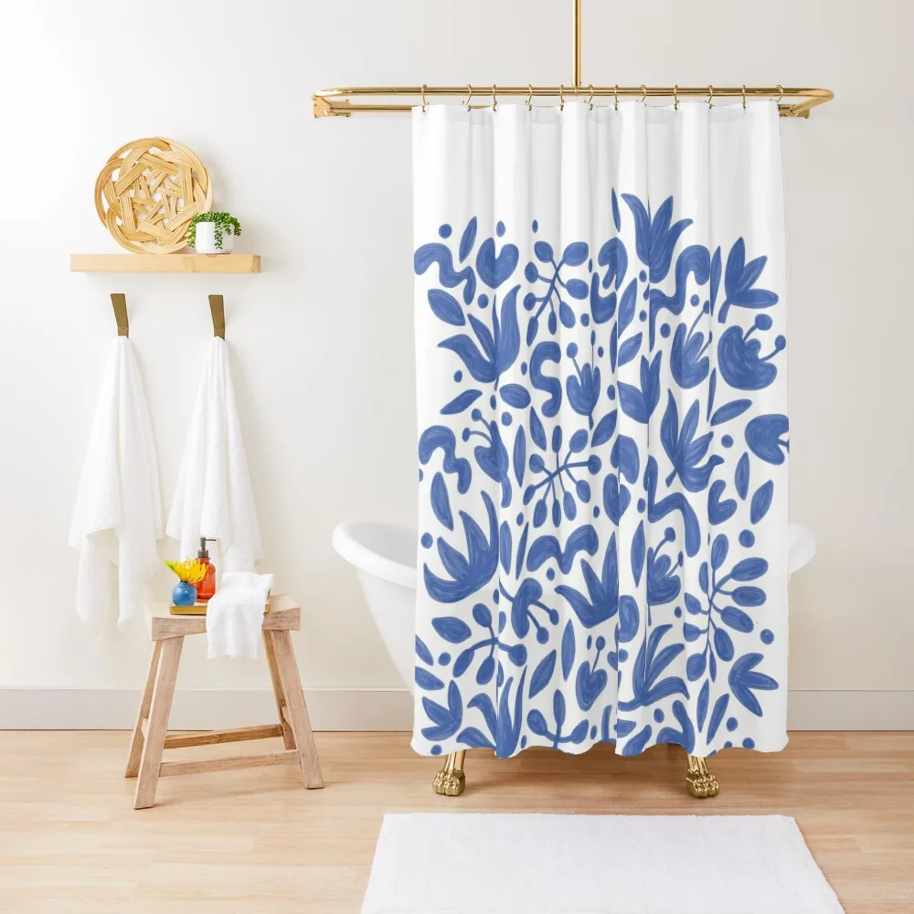 

Delft Blue Florals | Hand Painted Pattern No.2 Shower Curtain Cute Shower Shower Bath Bathroom Accessory Curtain