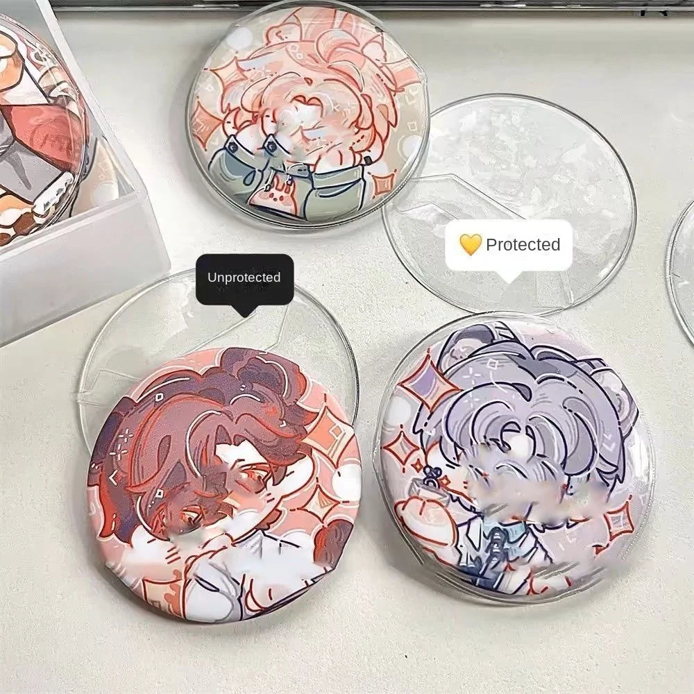 

5Pcs Badge Protector Ita Bag Pin Case Transparent Anime Badge Display Sleeve Round Protective Badge Protective Sleeve Badge Pins