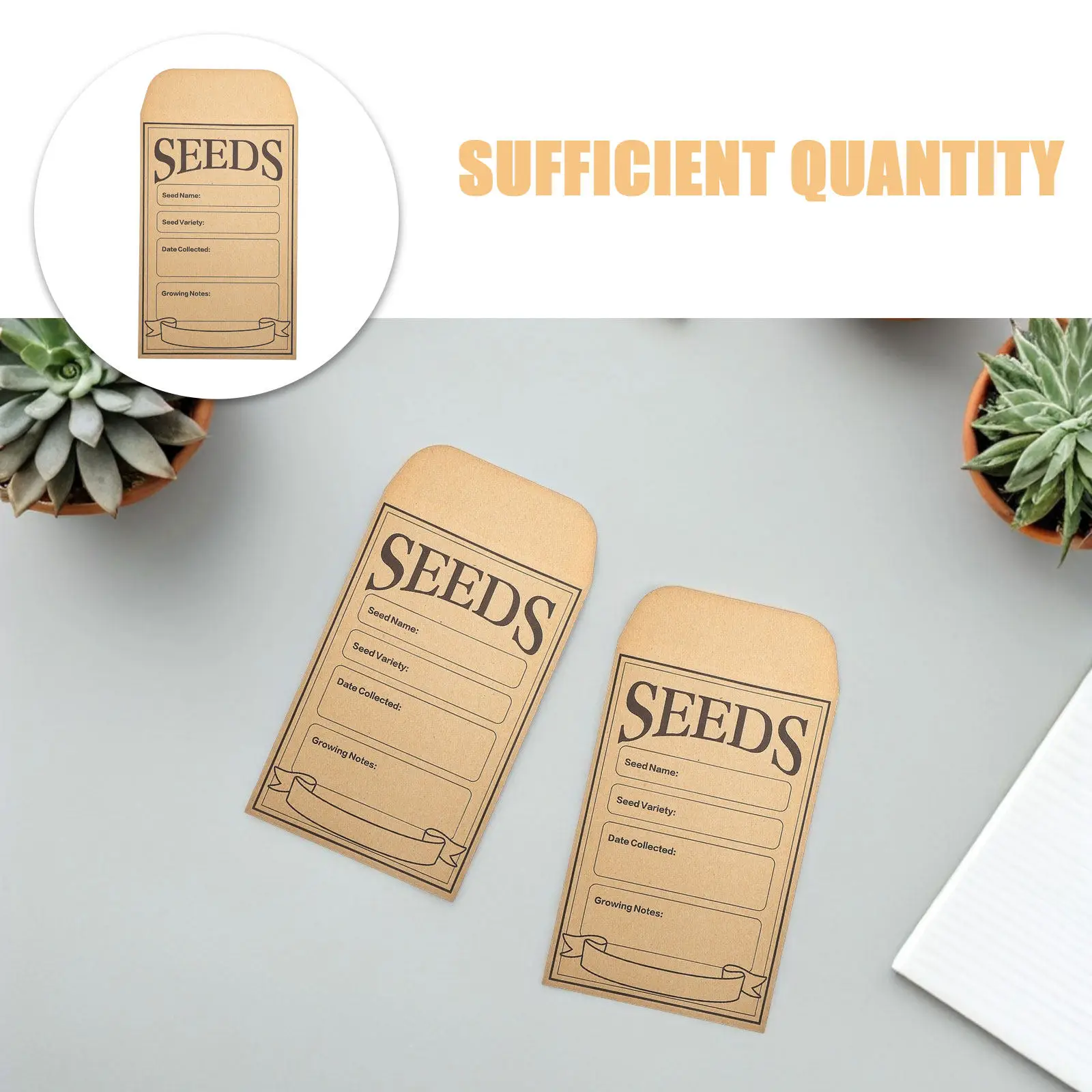 50Pcs Seed Storage Kraft Envelopes Small Kraft Paper Envelopes Resealable Seed Saving Packets for Flower vegetable Coin