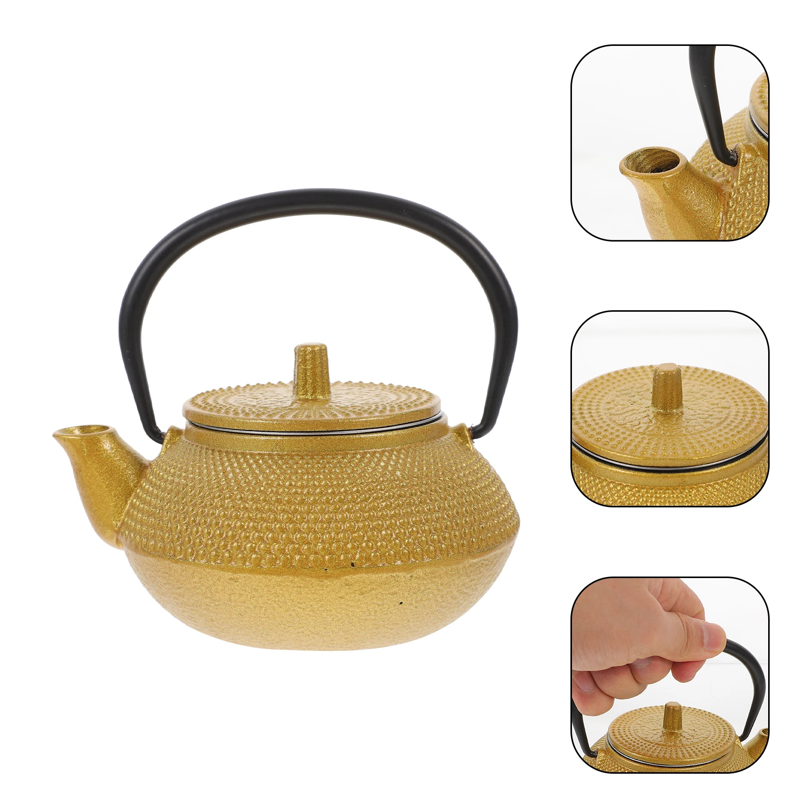 

Cast Teapot Stovetop Wrought Iron Tea Kettle Compact Portable Metal Pot For Home Office Heat Resistant Teaware Small Iron Tea