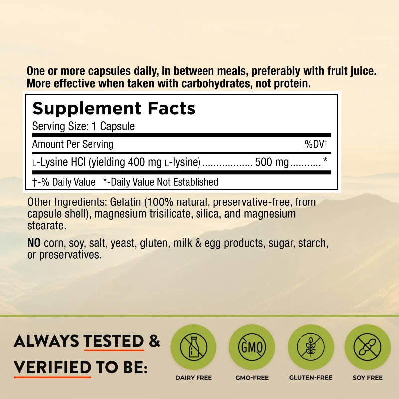 L-Lysine (L-Lysine Monohydrochloride) 1000 ملجم، الأحماض الأمينية، وظيفة المناعة غير وراثيًا، 60 كبسولة نباتية #2