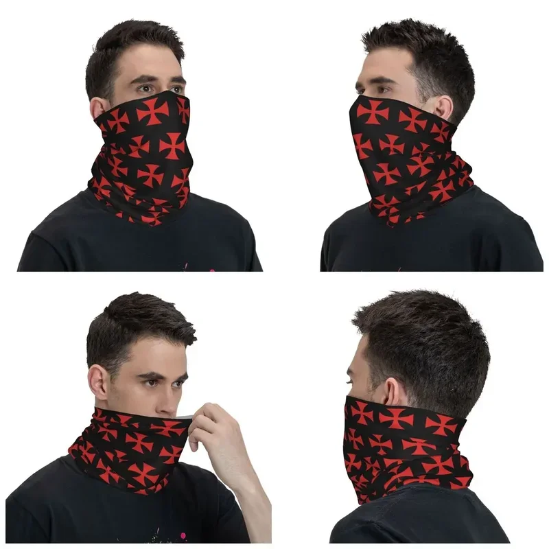 Red Templar Cross Knights Bandana Neck Warmer Women Men Winter Ski Tube Scarf Gaiter Face Cover