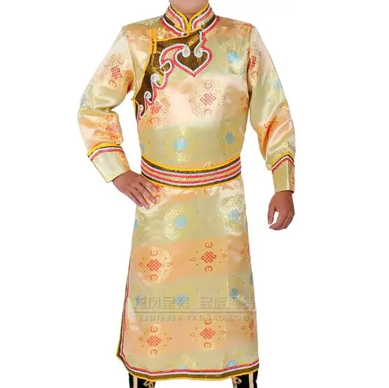 Men Chinese Mongolian Robe Traditional Groom Stage Dance Gown Long