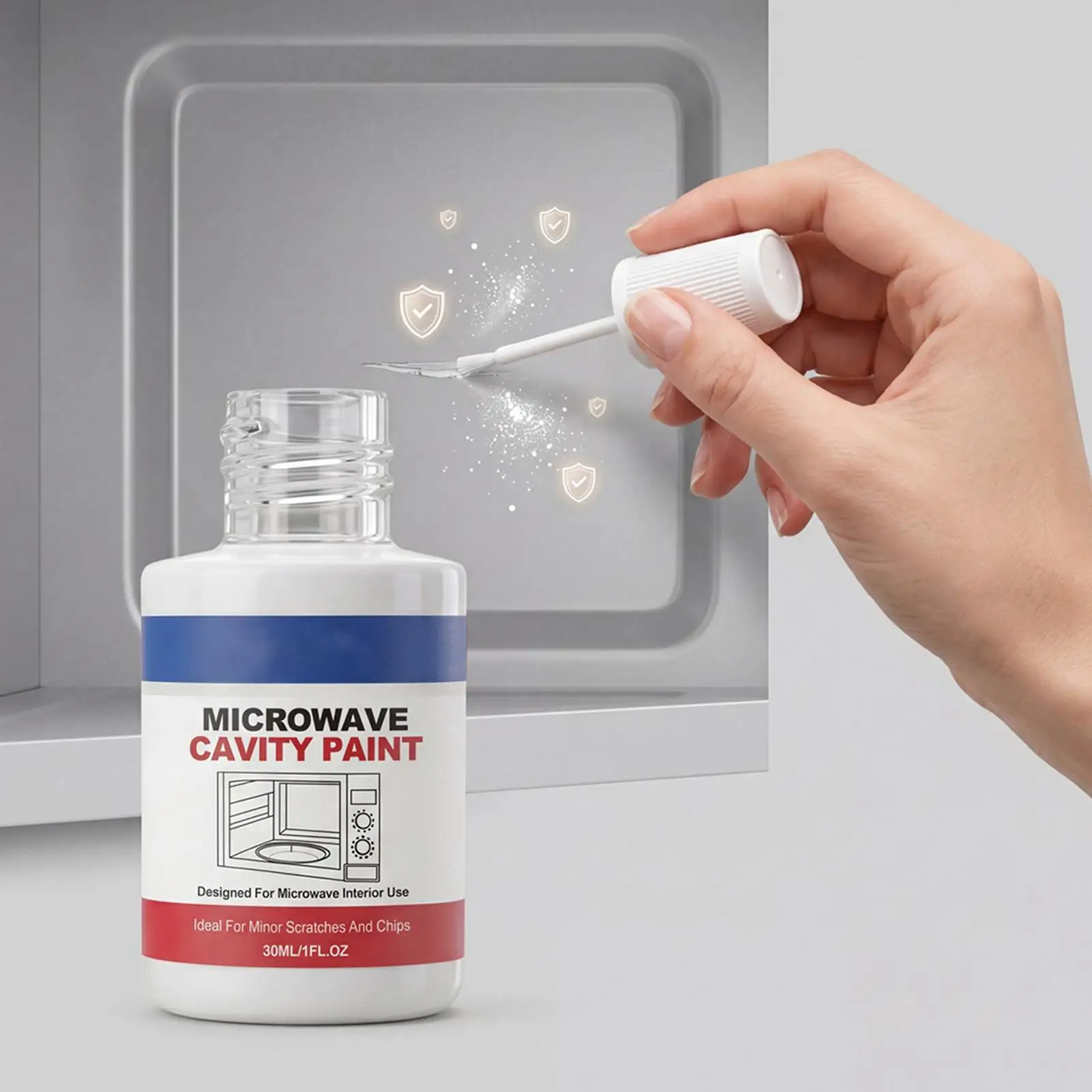 Microwave Interior Cavity Paint 30ml Appliance Repair Touchup High Gloss Microwave Coating for Home Kitchen Apartment Restaurant