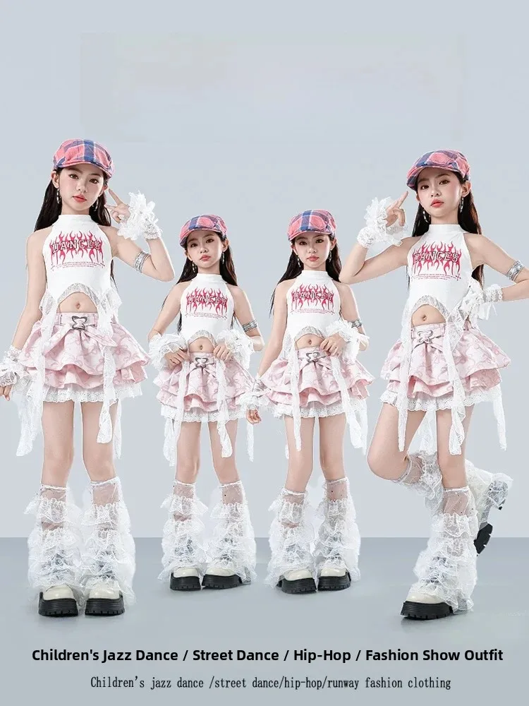 Girls' Jazz Dance Outfit New Style Belly Show Children's Performance Clothes Fashionable Children's Show Dance Trendy Clothing