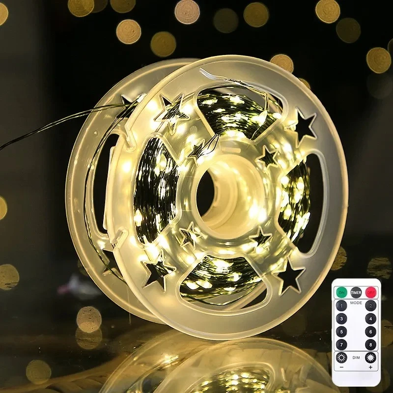 5M/10M/20M/30M Green Copper Wire Fairy Garland Light USB Powered with Remote Control Light for Christmas Tree Room Party Decor