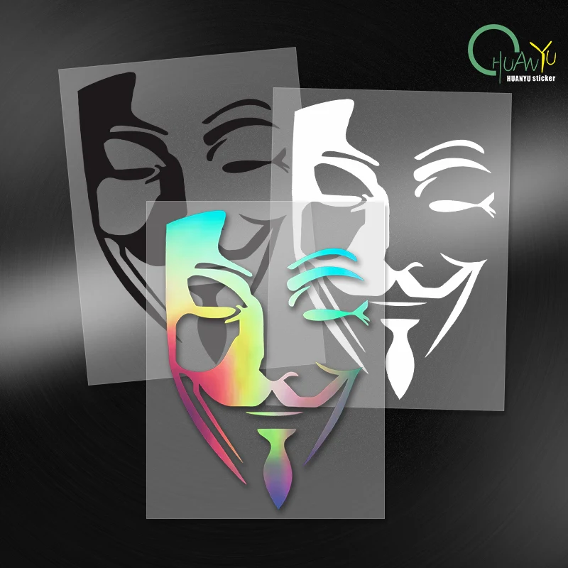V-shaped Hate Mask, Window Glass, Car Body Sticker, Detachment Reflective Personalized Car Sticker