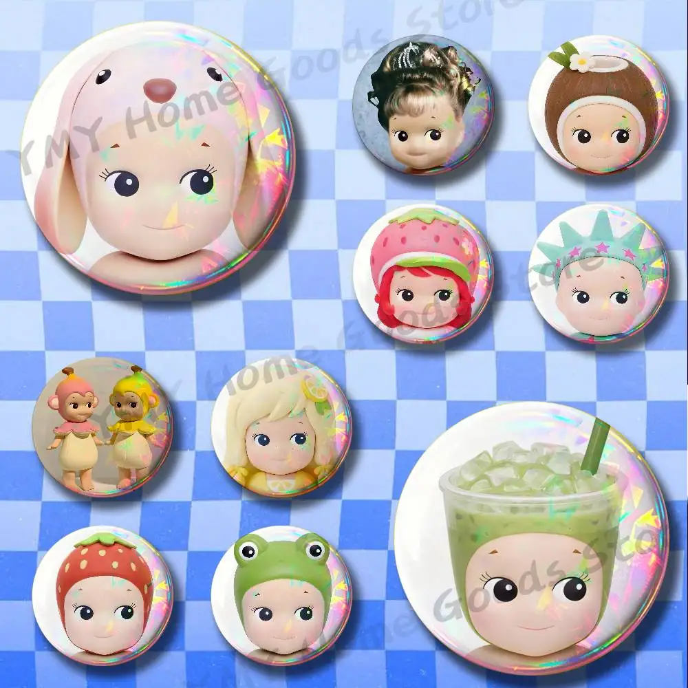 Fun of Blind Boxes S-Sonny A-Angel Round Pins Cartoon Brooches Stylish Ornament Badge for Backpack Accessorys Gifts