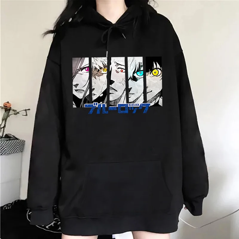 Anime Blue Lock Print Sweatshirt Dames Casual Top Harajuku Mode Sweatshirt Met Capuchon Lange Mouw