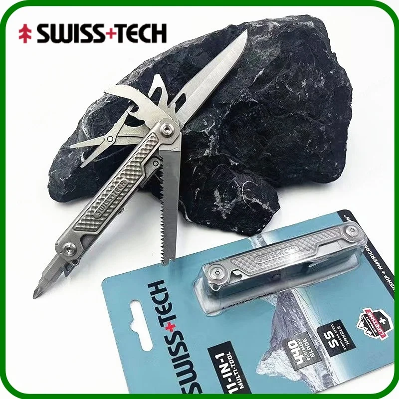 SWISS TECH 11 in 1 Mini Multitool Knife Folding EDC Outdoor Camping Survival Tools Pocket Knife Scissors Screwdriver