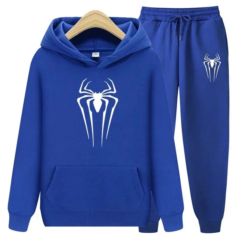 Spring And Autumn New Extraordinary Spider Sportswear Men 2-piece Sweatshirt+Sweat pants Sportswear Hoodie Casual Pullovers Sets