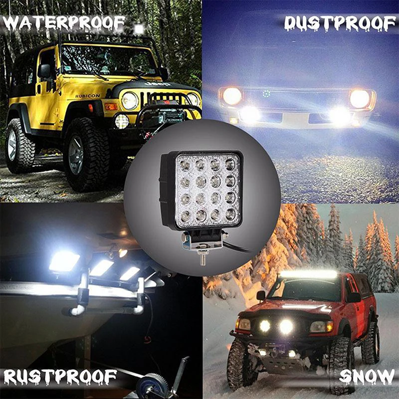 4 Inch 48W LED Work Light Truck OffRoad Tractor Spot Lights 12V 24V Square