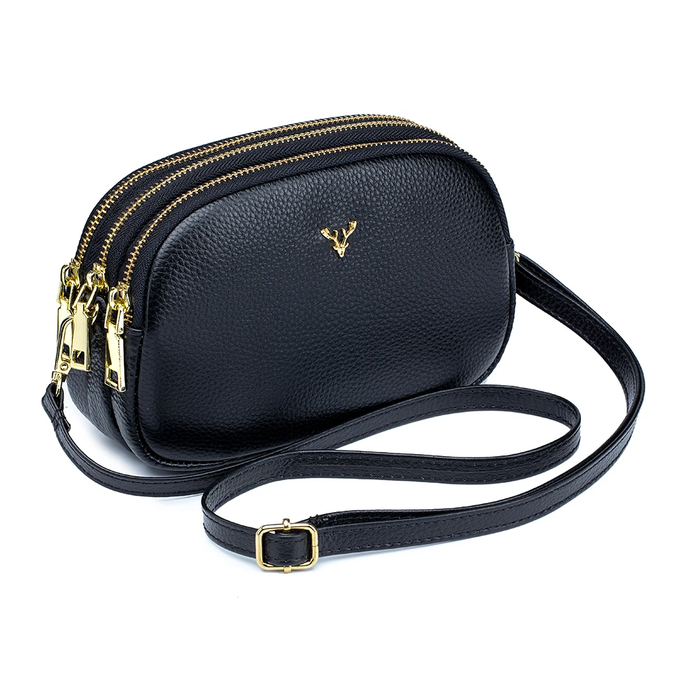 Mobile phone package cross section oblique across different multilayer zipper cowhide leather oblique ku mini bag phone small ba