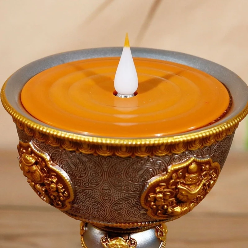 Long lasting LED Resin Lamp Led Simulated Flame Candle Holder Candlestick Rechargeable for Religious Worship Lighting