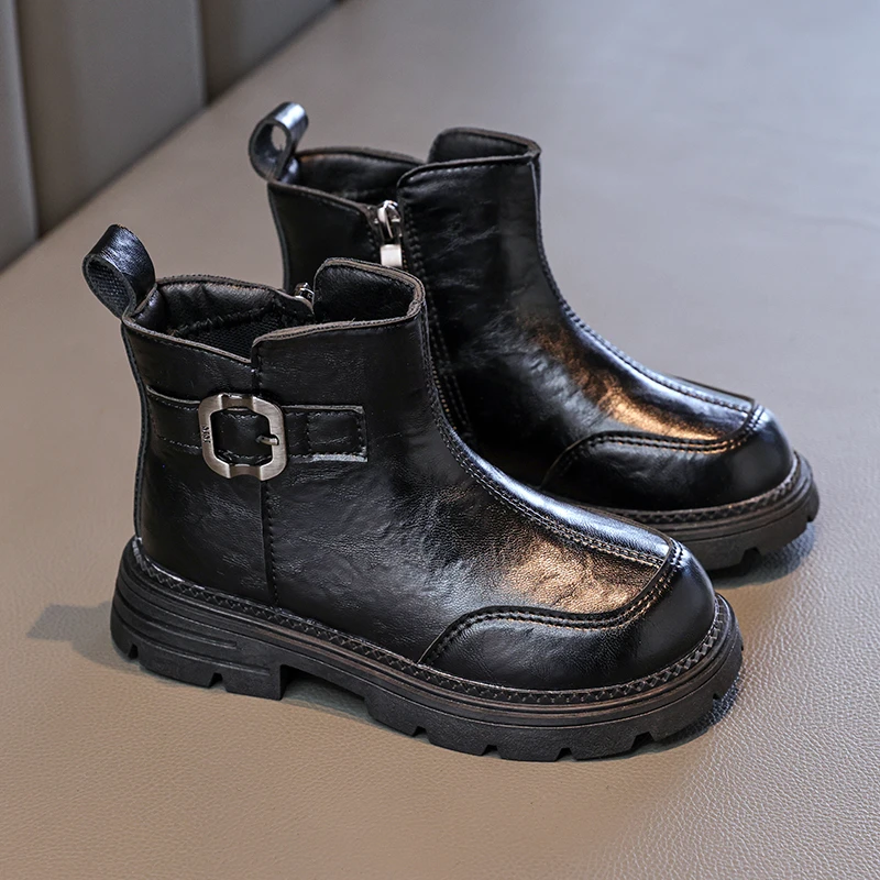 2025 حار بيع الخريف/الشتاء جديد دافئ الفتيات أحذية بوت قصيرة المألوف النمط البريطاني لينة المضادة للانزلاق منخفضة الارتفاع الكاحل أحذية من الجلد
