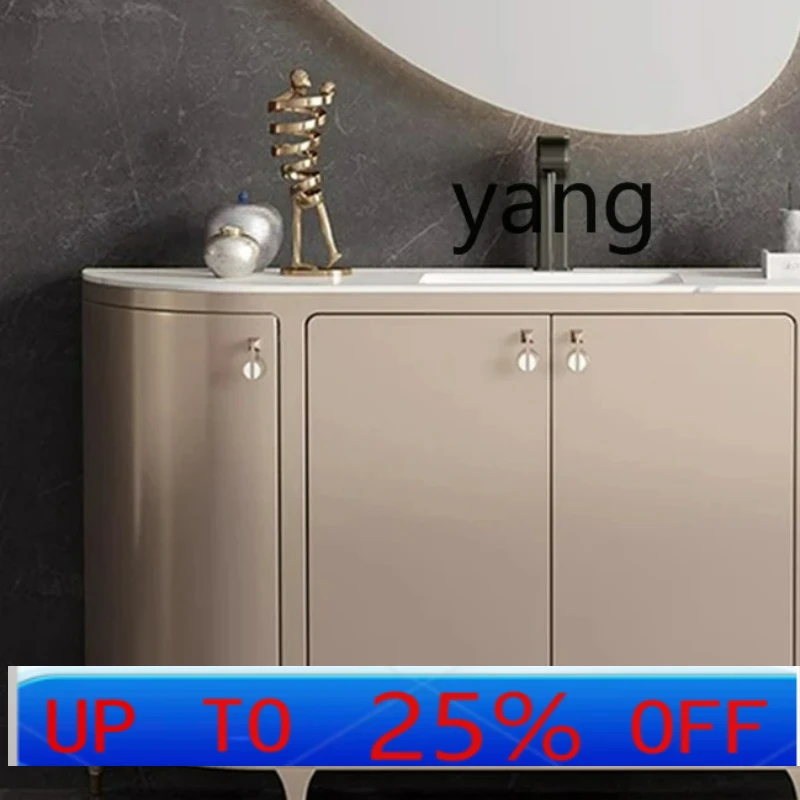 Lmm light luxury bathroom cabinet hand washing cabinet solid wood floor-to-ceiling modern simple bathroom basin