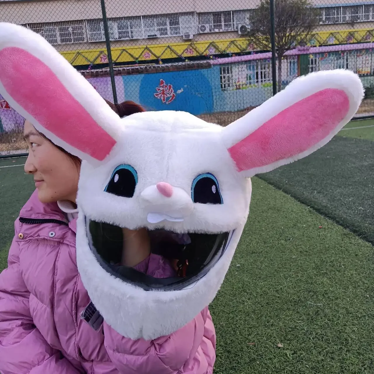 Juste de casque de moto de dessin animé de vacances, chapeau de vélo innovant, amusement en plein air, housse de lapin de Noël personnalisée