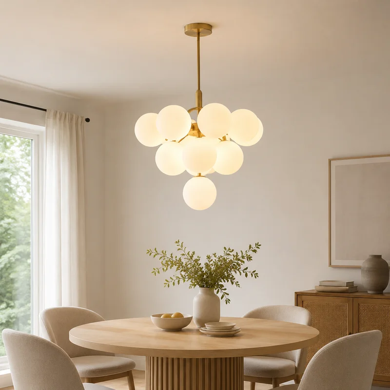 Nordic Frosted Glass Sphere Cluster Minimalist Modern Design Fixture For Living Room Dining Area Decorative Indoor Pendant Lamp